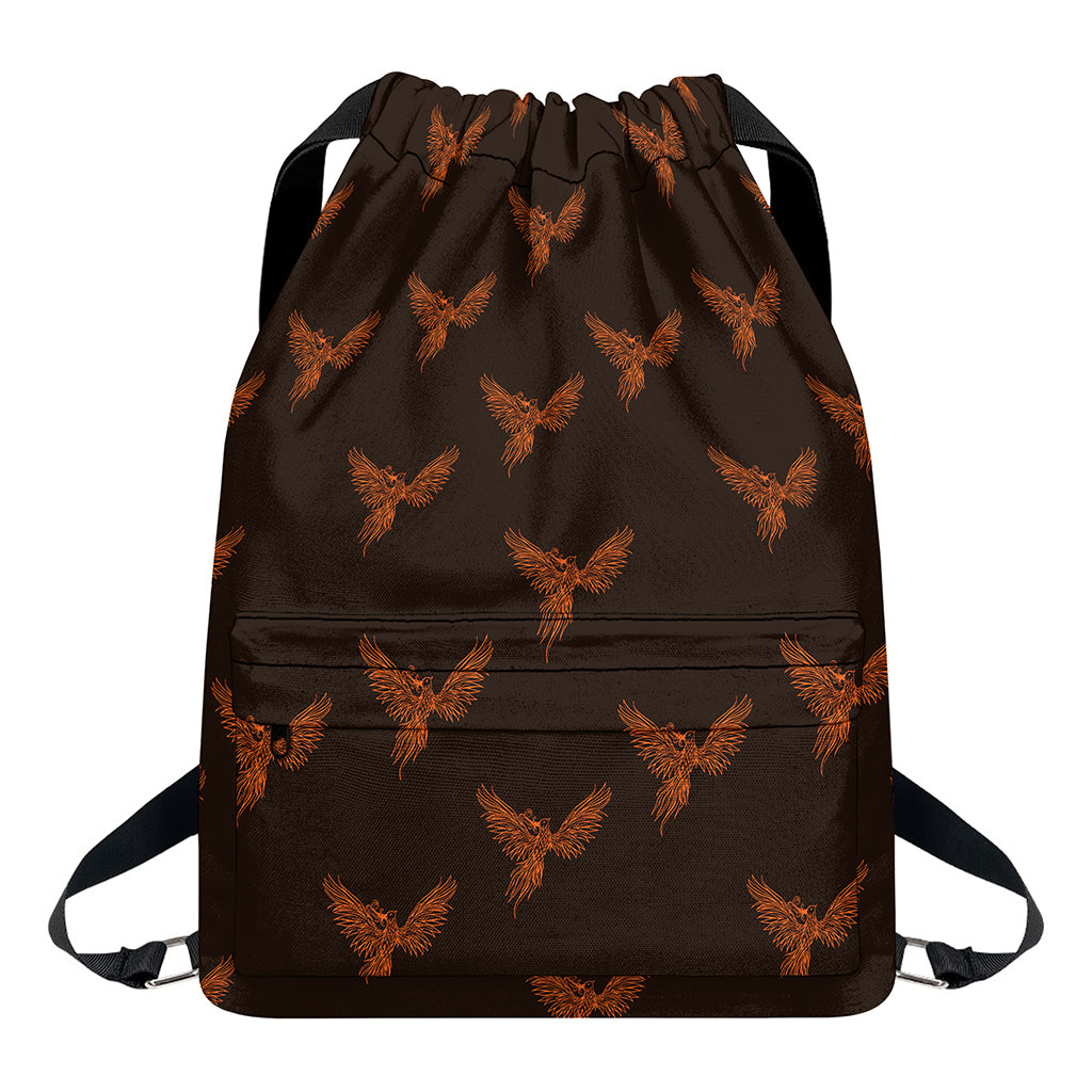 Asian Phoenix Pattern Print Drawstring Backpack