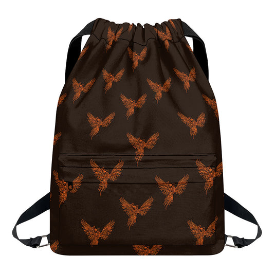 Asian Phoenix Pattern Print Drawstring Backpack