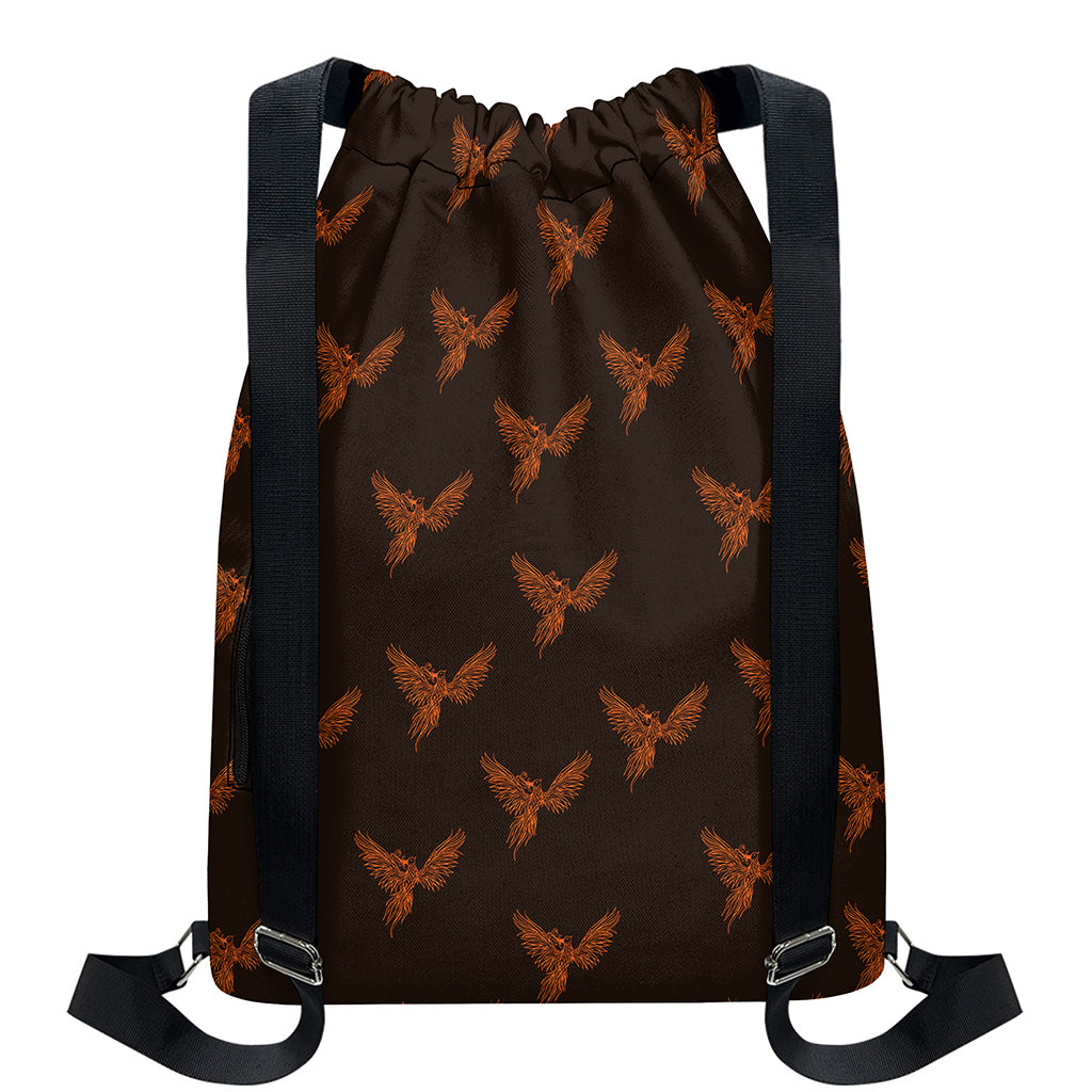 Asian Phoenix Pattern Print Drawstring Backpack