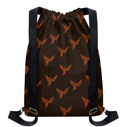 Asian Phoenix Pattern Print Drawstring Backpack