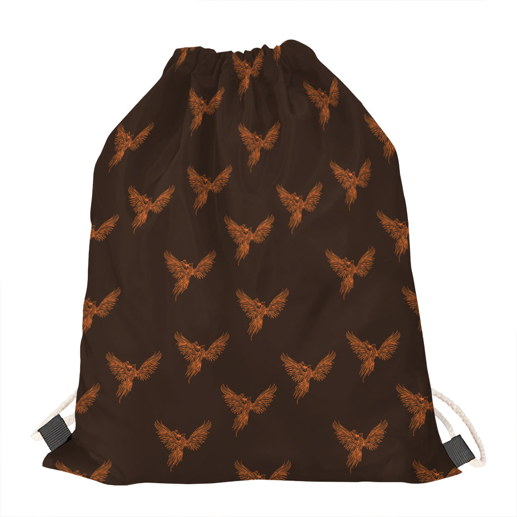 Asian Phoenix Pattern Print Drawstring Bag