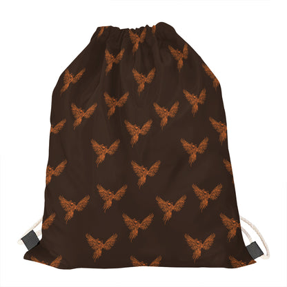 Asian Phoenix Pattern Print Drawstring Bag