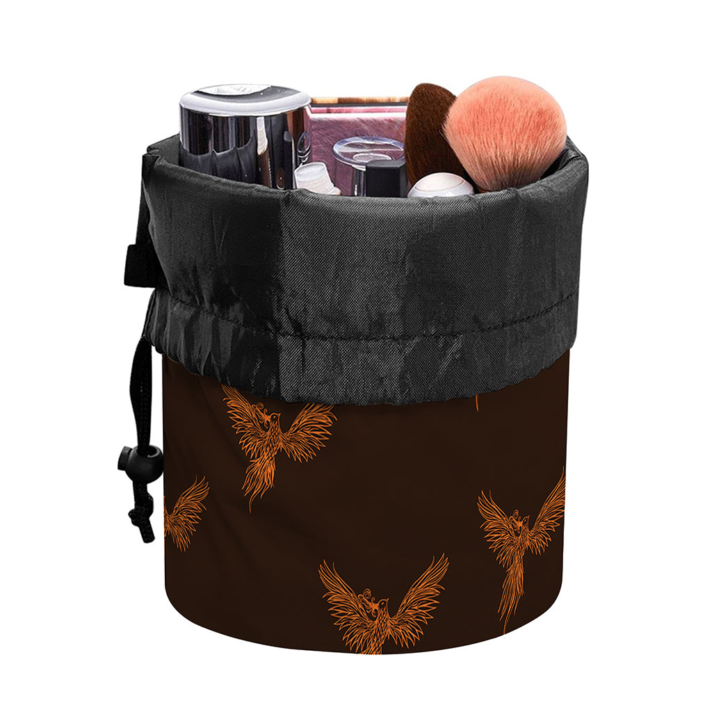 Asian Phoenix Pattern Print Drawstring Makeup Bag