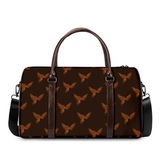 Asian Phoenix Pattern Print Duffle Bag