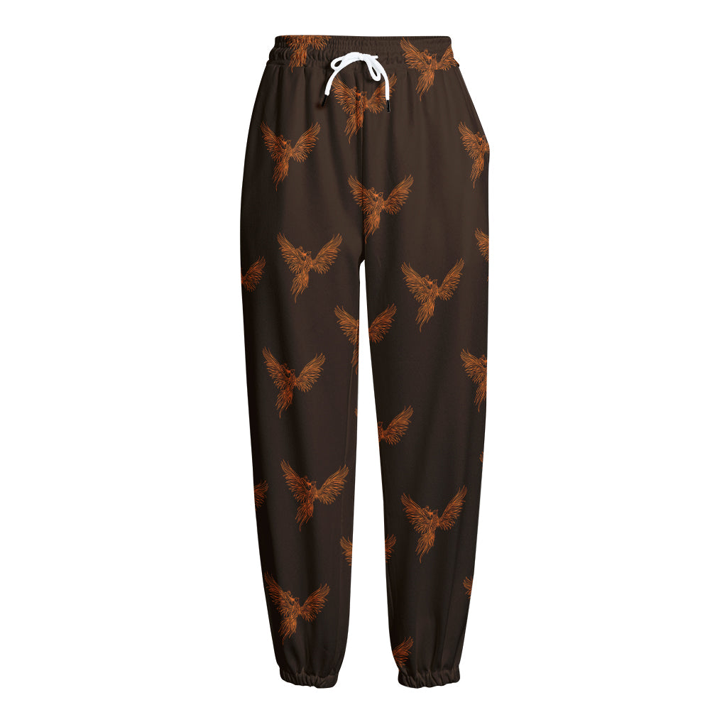 Asian Phoenix Pattern Print Fleece Lined Knit Pants