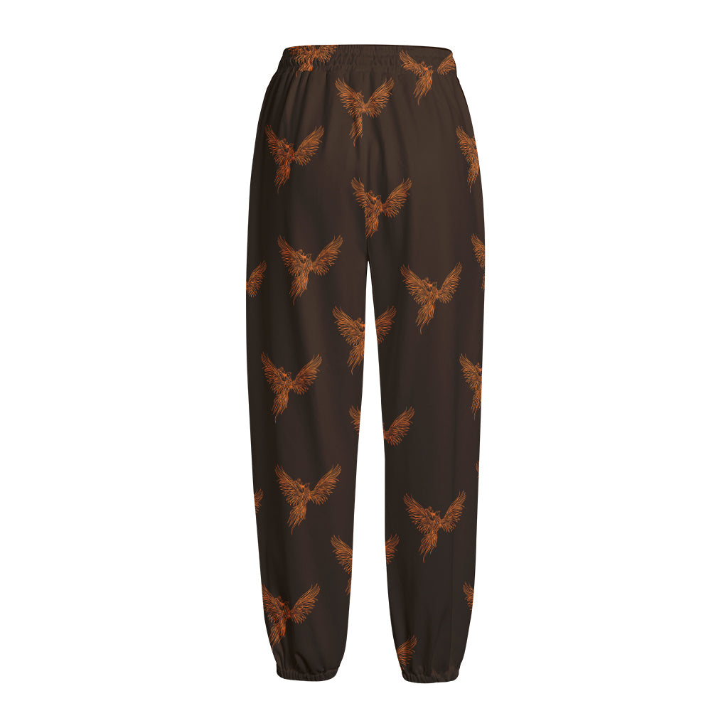 Asian Phoenix Pattern Print Fleece Lined Knit Pants