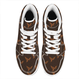 Asian Phoenix Pattern Print High Top Leather Sneakers