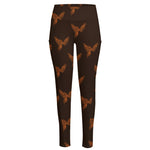 Asian Phoenix Pattern Print High-Waisted Pocket Leggings
