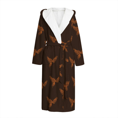 Asian Phoenix Pattern Print Hooded Bathrobe