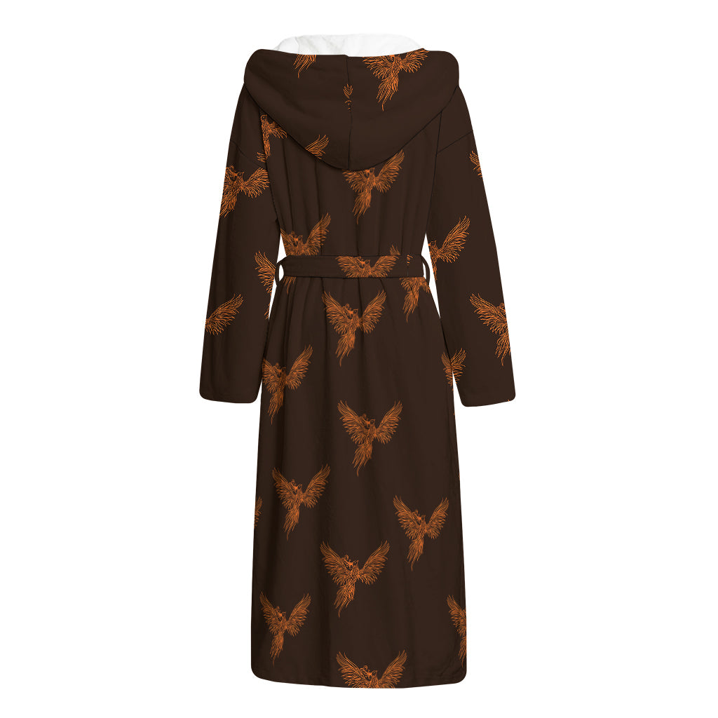 Asian Phoenix Pattern Print Hooded Bathrobe