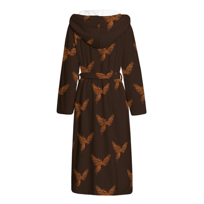 Asian Phoenix Pattern Print Hooded Bathrobe