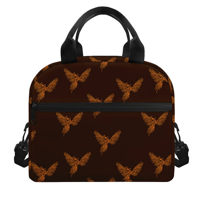 Asian Phoenix Pattern Print Insulated Lunch Bag