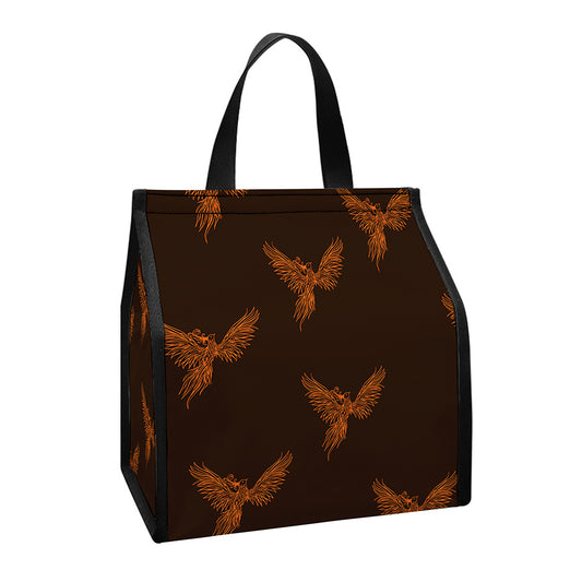 Asian Phoenix Pattern Print Insulated Lunch Tote