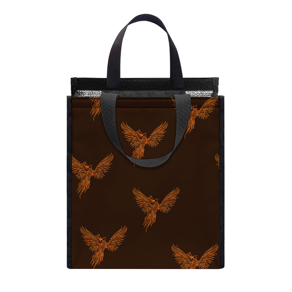 Asian Phoenix Pattern Print Insulated Lunch Tote