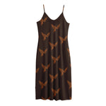 Asian Phoenix Pattern Print Jersey Midi Cami Dress