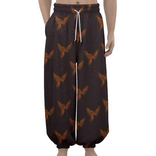 Asian Phoenix Pattern Print Lantern Pants