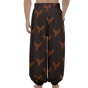Asian Phoenix Pattern Print Lantern Pants