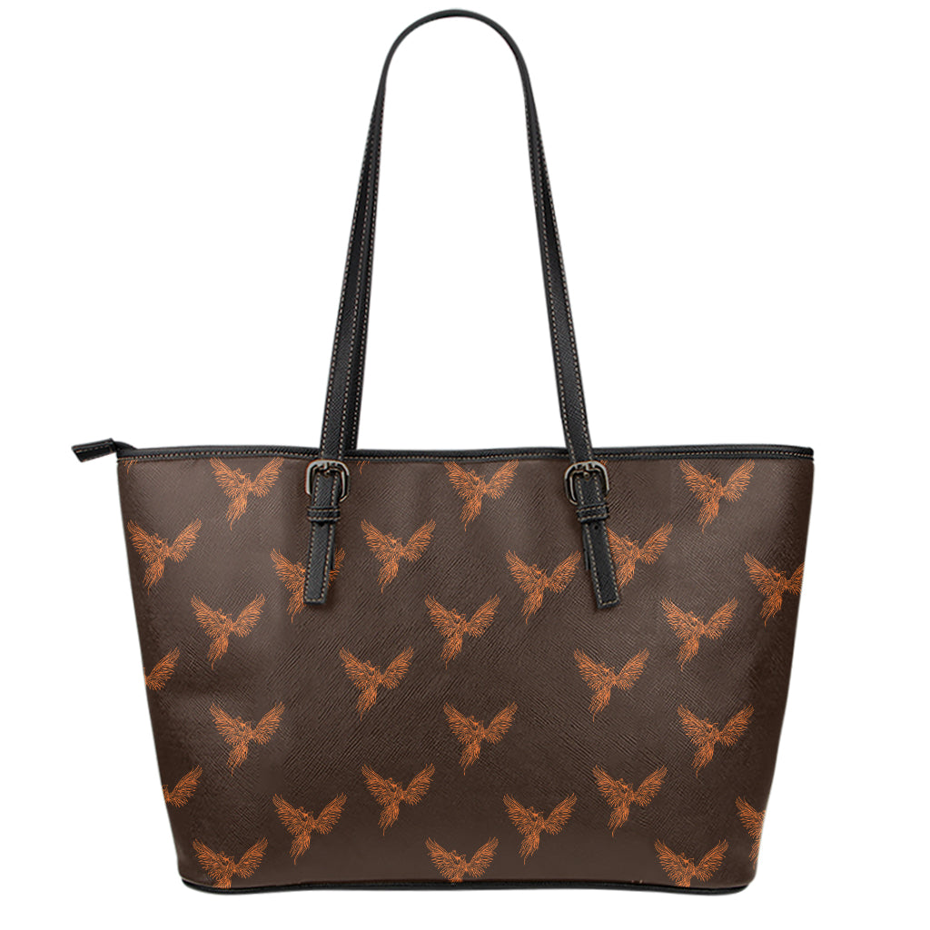 Asian Phoenix Pattern Print Leather Tote Bag