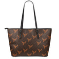 Asian Phoenix Pattern Print Leather Tote Bag With Zipper