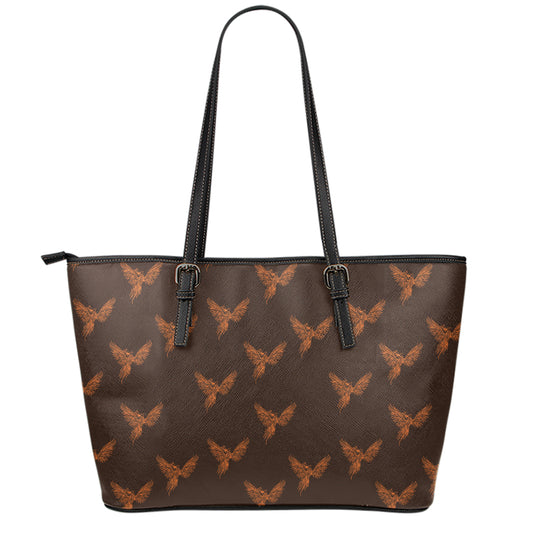 Asian Phoenix Pattern Print Leather Tote Bag