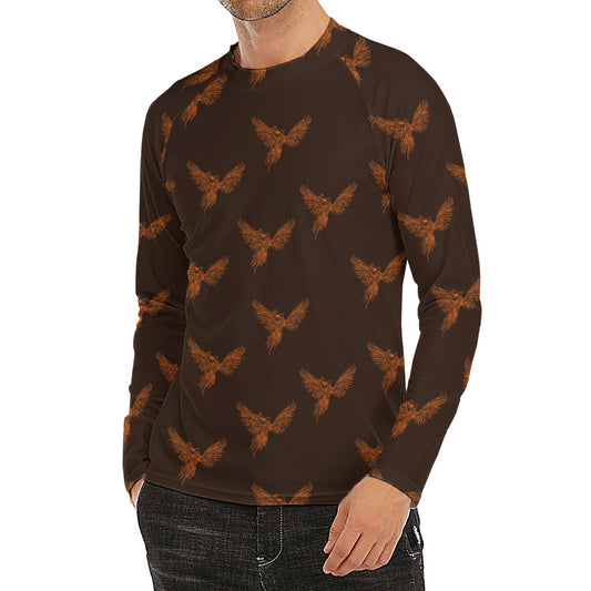 Asian Phoenix Pattern Print Men's Long Sleeve Rash Guard