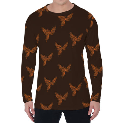 Asian Phoenix Pattern Print Men's Long Sleeve T-Shirt