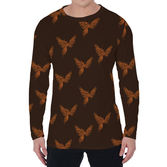 Asian Phoenix Pattern Print Men's Long Sleeve T-Shirt