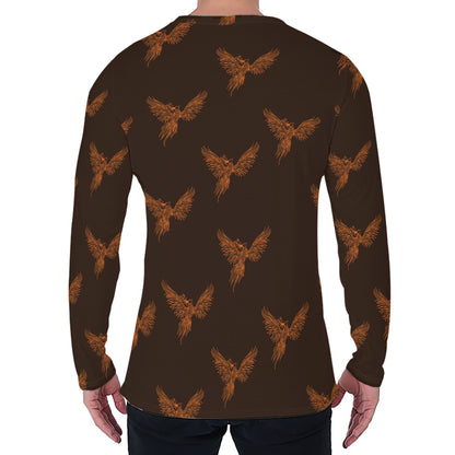 Asian Phoenix Pattern Print Men's Long Sleeve T-Shirt