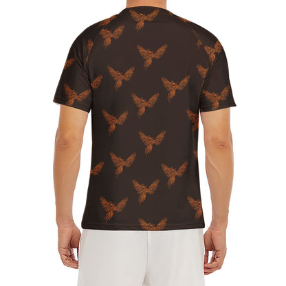 Asian Phoenix Pattern Print Men's Short Sleeve Rash Guard