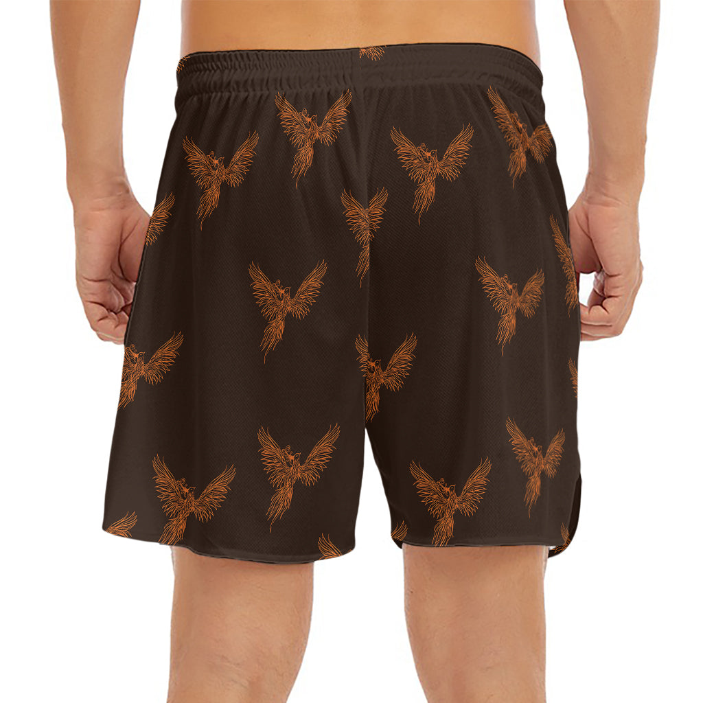 Asian Phoenix Pattern Print Men's Split Running Shorts
