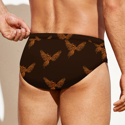 Asian Phoenix Pattern Print Men's Swim Briefs