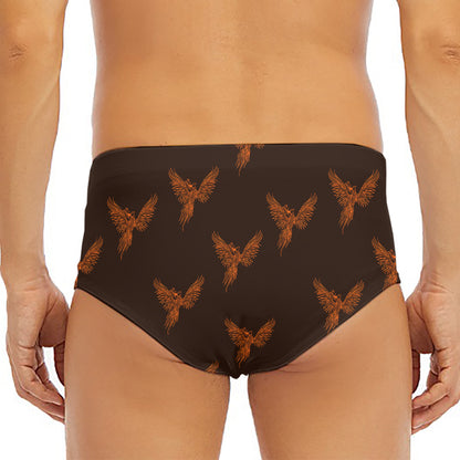 Asian Phoenix Pattern Print Men's Triangle Swim Briefs