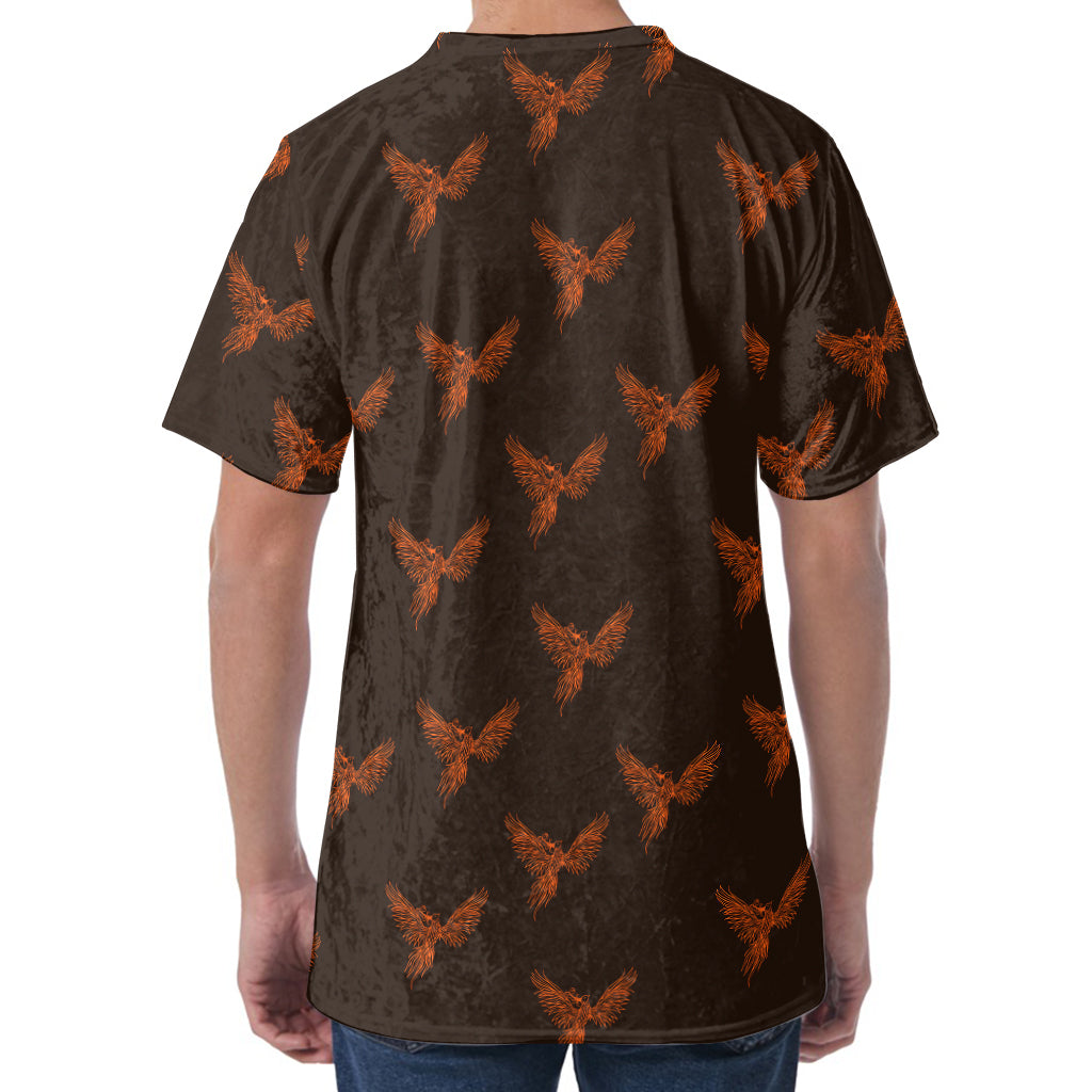 Asian Phoenix Pattern Print Men's Velvet T-Shirt