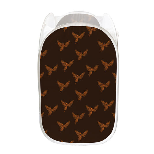 Asian Phoenix Pattern Print Mesh Laundry Hamper