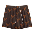 Asian Phoenix Pattern Print Mesh Shorts