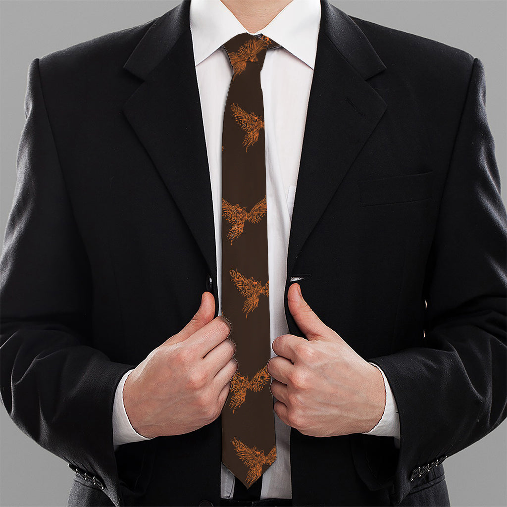 Asian Phoenix Pattern Print Necktie
