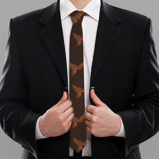 Asian Phoenix Pattern Print Necktie