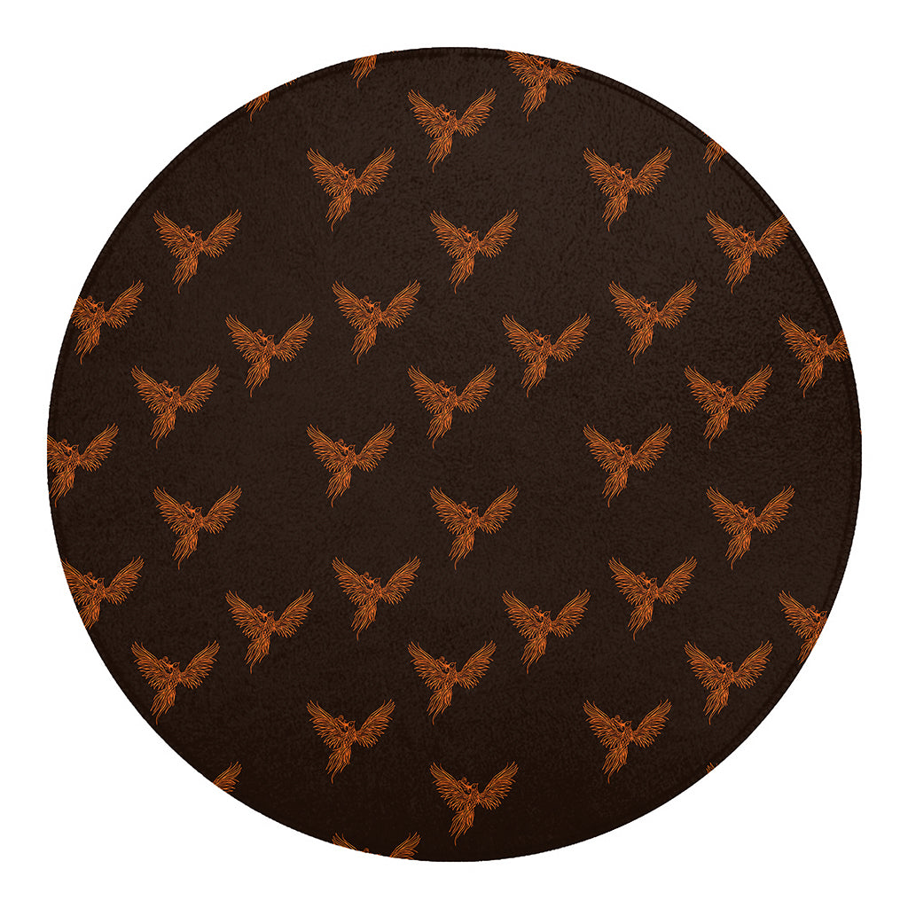 Asian Phoenix Pattern Print Round Blanket