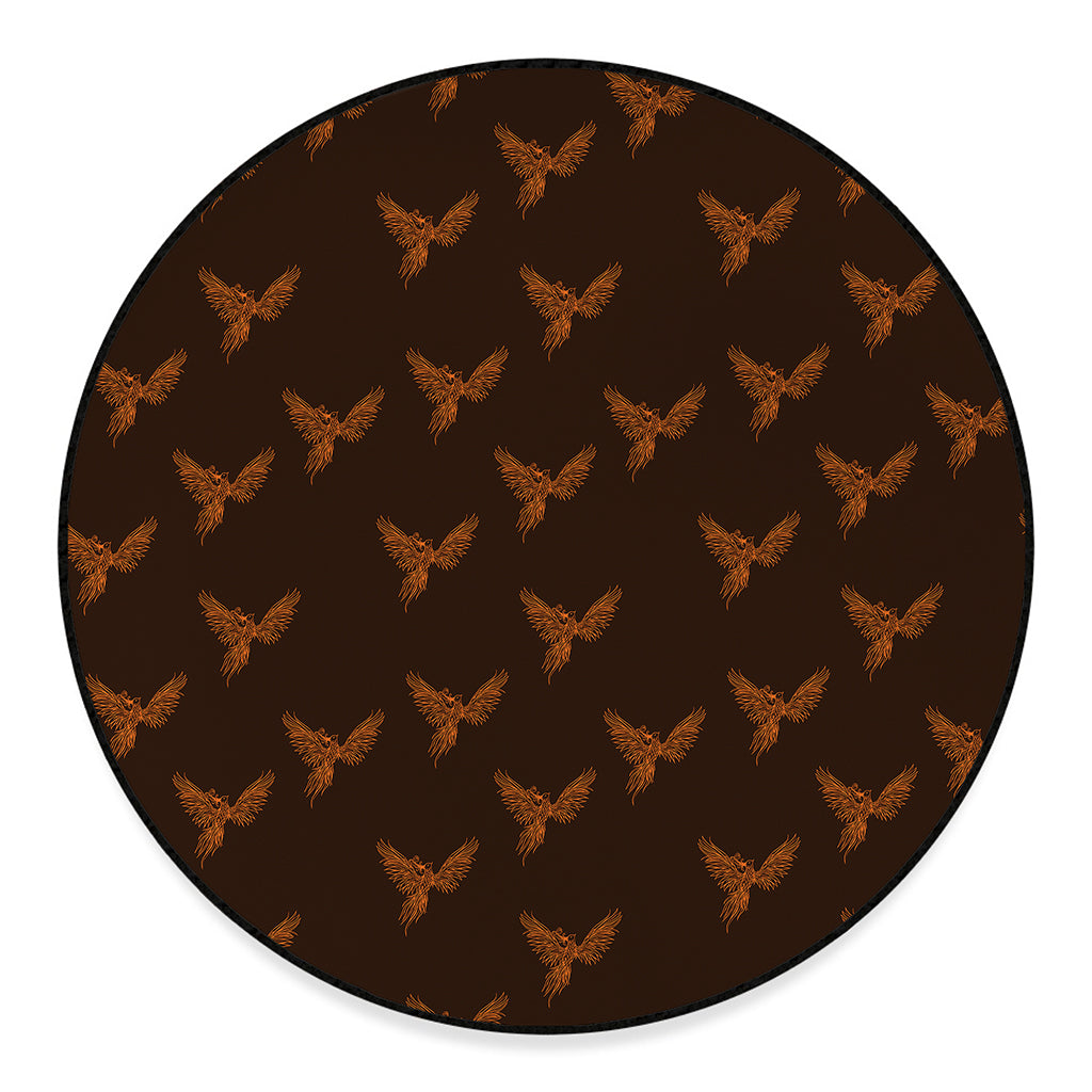Asian Phoenix Pattern Print Round Floor Mat