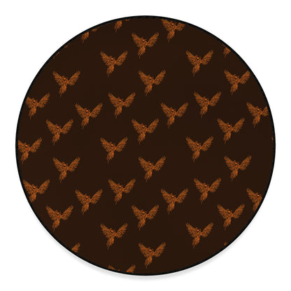 Asian Phoenix Pattern Print Round Floor Mat