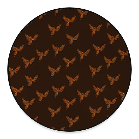 Asian Phoenix Pattern Print Round Floor Mat