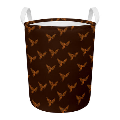 Asian Phoenix Pattern Print Round Laundry Basket