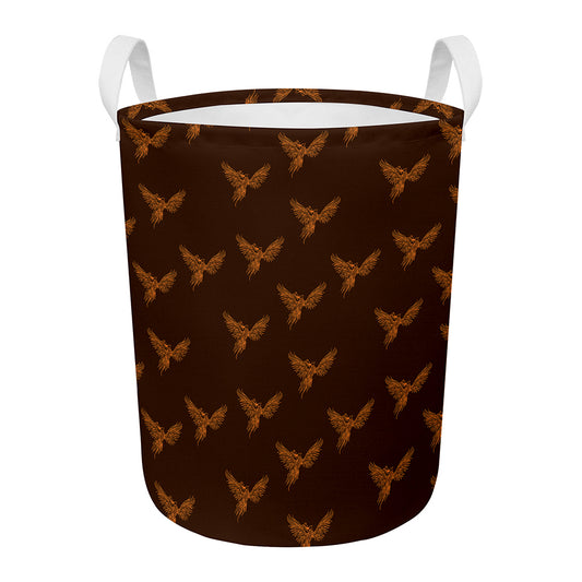 Asian Phoenix Pattern Print Round Laundry Basket