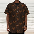 Asian Phoenix Pattern Print Textured Short Sleeve Shirt