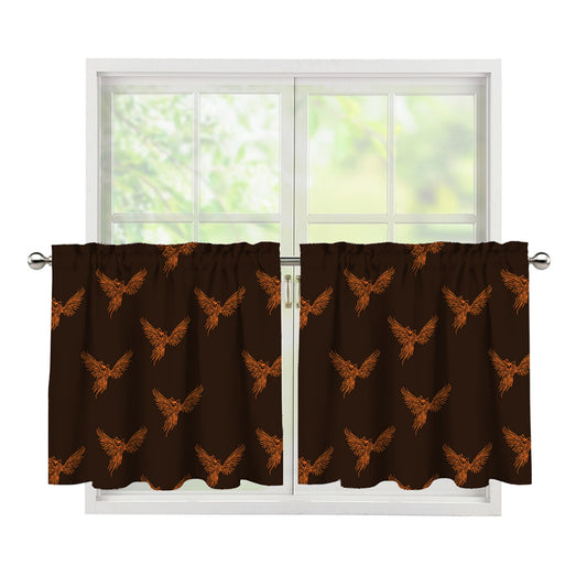 Asian Phoenix Pattern Print Tier Curtains