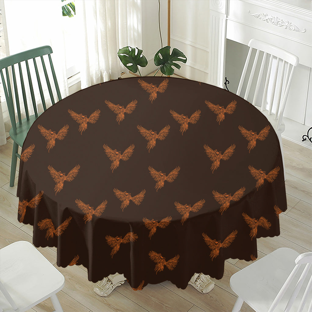Asian Phoenix Pattern Print Waterproof Round Tablecloth