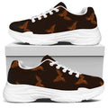 Asian Phoenix Pattern Print White Chunky Shoes