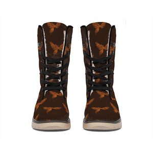 Asian Phoenix Pattern Print Winter Boots