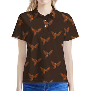 Asian Phoenix Pattern Print Women's Polo Shirt