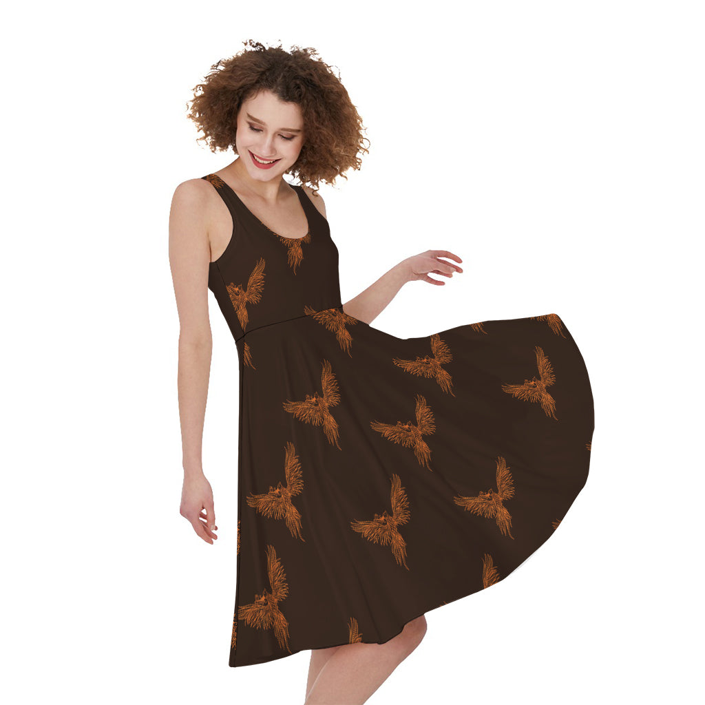 Asian Phoenix Pattern Print Women's Sleeveless Dress